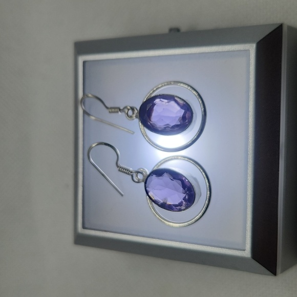 Nwot!! Amethyst 925 sterling earrings handmade - Picture 1 of 4